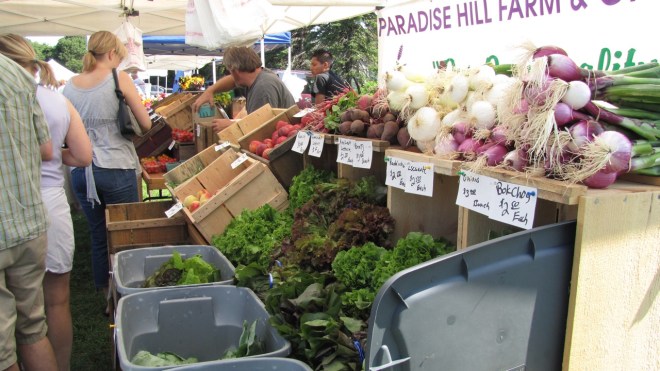 The local harvest arrives Saturdays at the Aquidneck Growers' Farmers' Market in Middletown, RI.