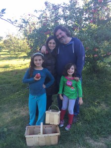 Michele and Geoff with their daughters at Hill Orchards.
