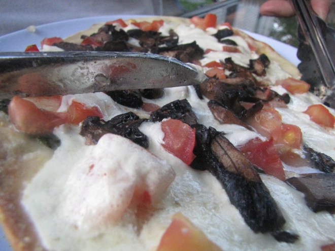 Pizza Homemade pizza with dough from Olga's Cup + Saucer.