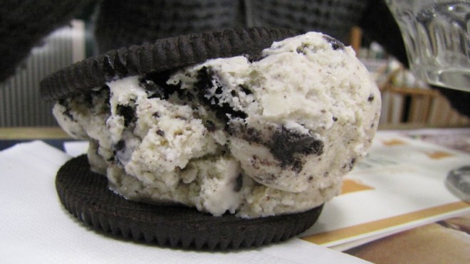 Not a bad consolation prize: the all-Oreo ice cream sandwich from Newport Creamery.