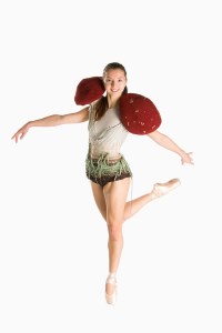 Mushroom Costume. Design by Brianne Benack. Photo by Matt Francis. In this photo: FBP Company Trainee Eugenia Zinovieva