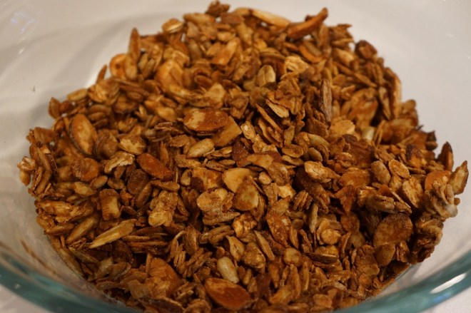 Our version of almond, sunflower seed granola inspired by the one at Blue State Coffee.