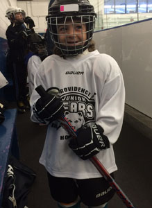 Our own little hockey player.